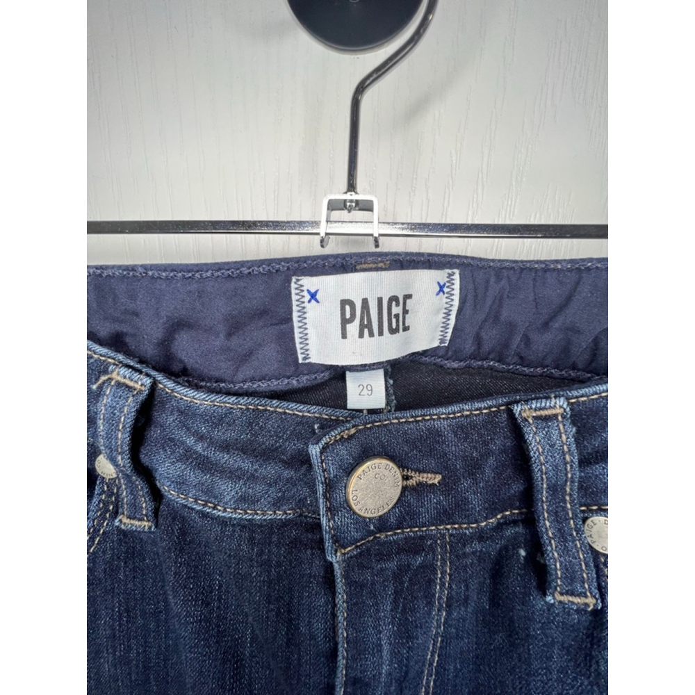 PAIGE Dark Wash Hoxton Straight Leg Midrise Stretchy Denim Jeans - Picture 2 of 5